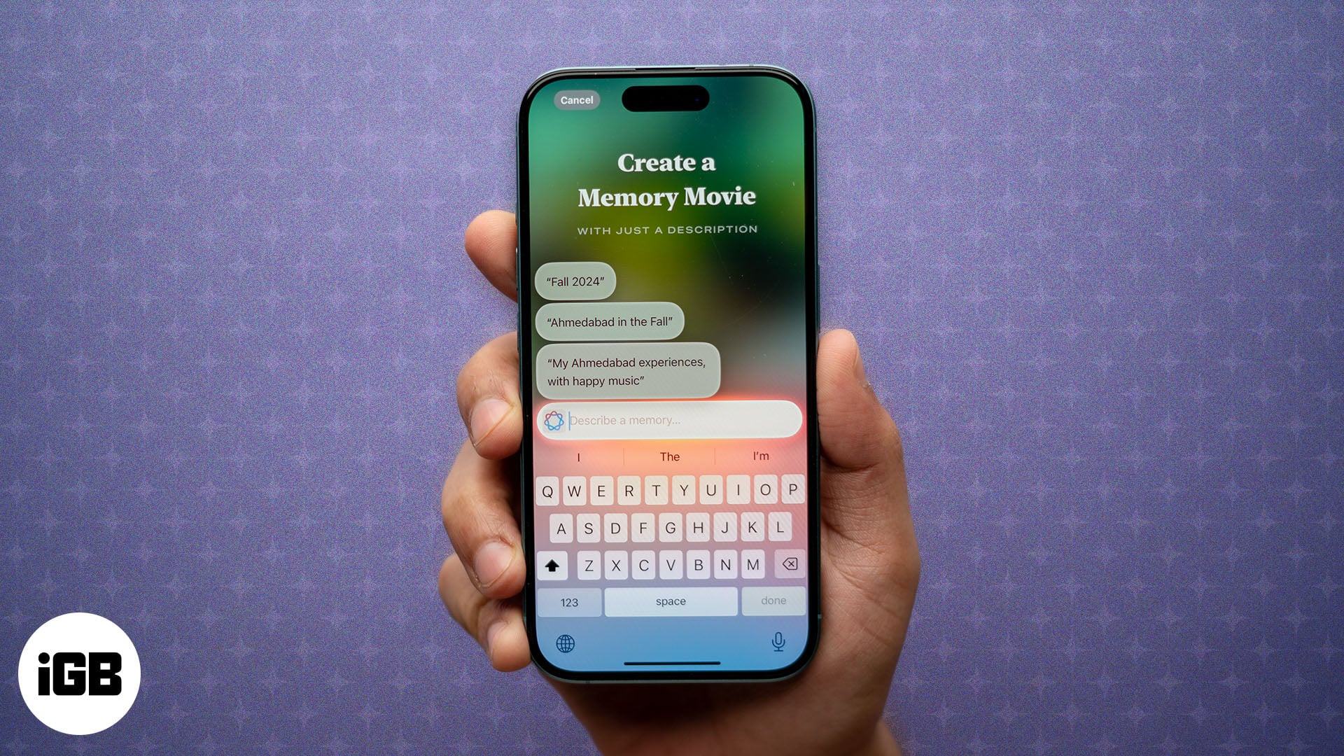 Skapa en minnesfilm med Apple Intelligence på en iPhone