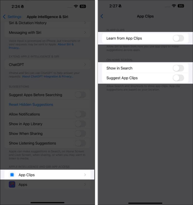 How to turn off Siri Suggestions