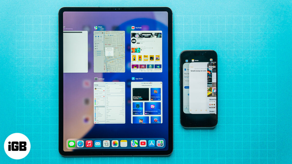 Switching between apps on an iphone or ipad