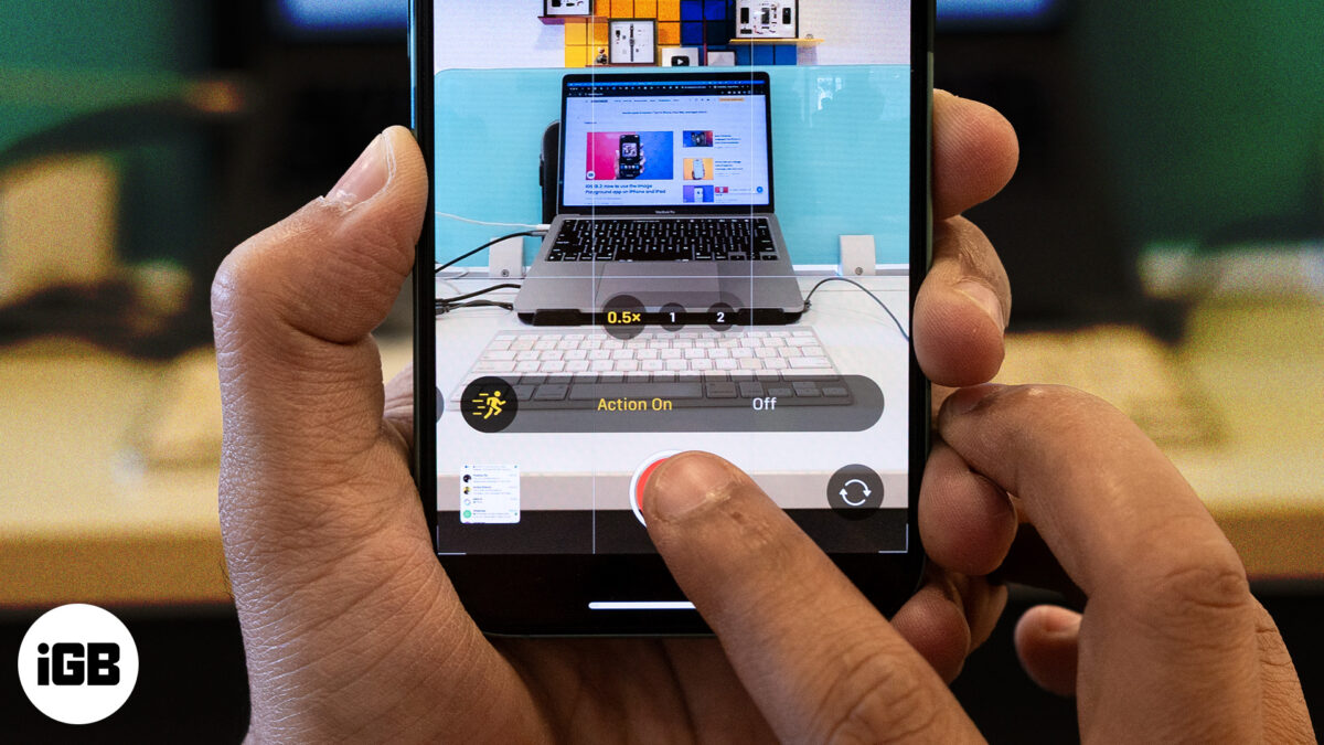 Using action mode to record videos on an iphone