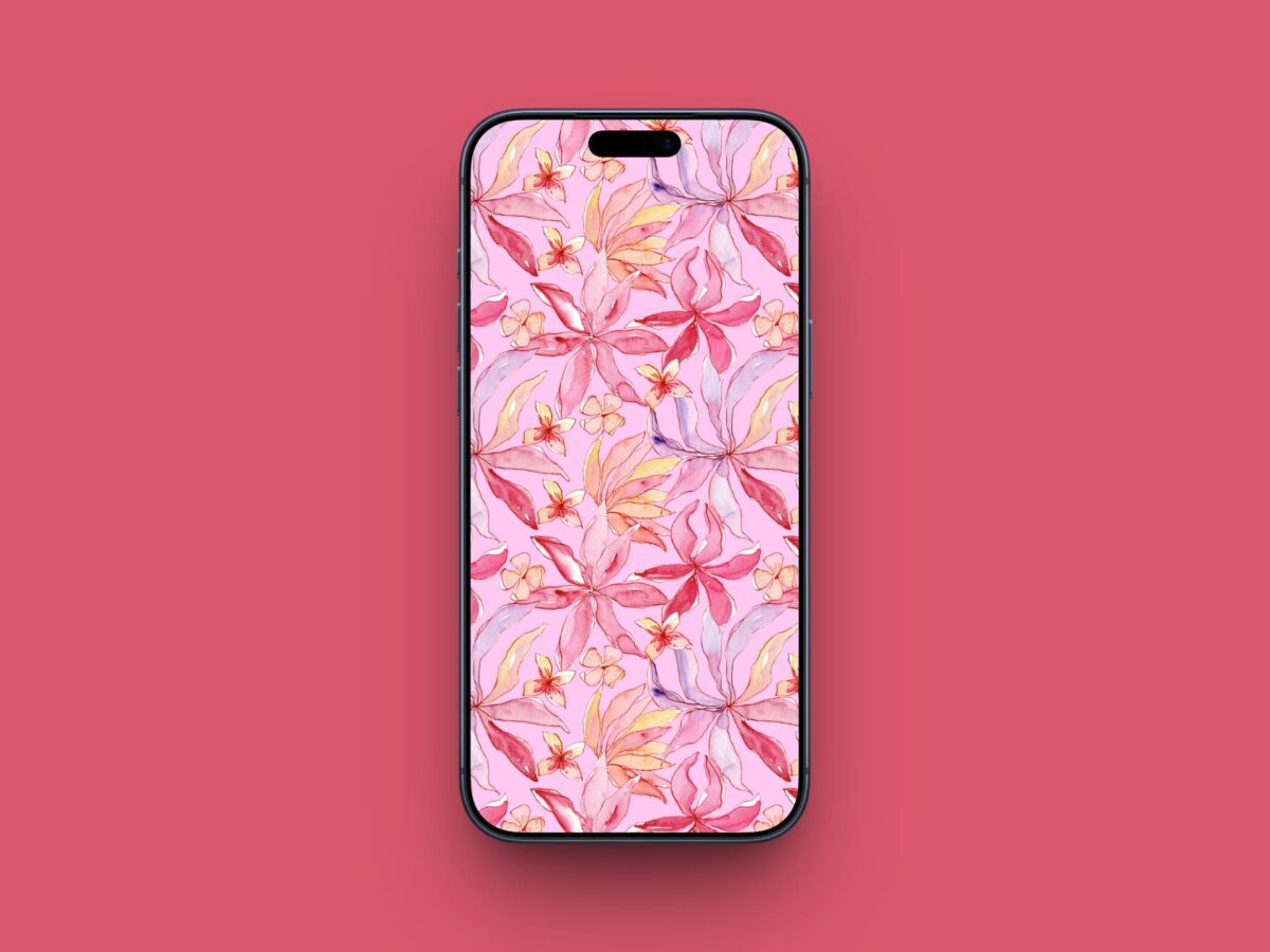 Pink Watercolor Floral Pattern wallpaper for iPhone