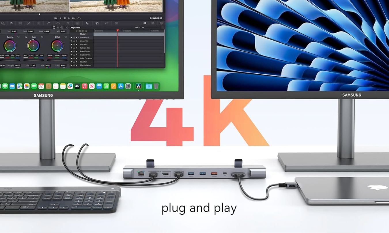 Tobenone macbook docking station dual 4k monitor