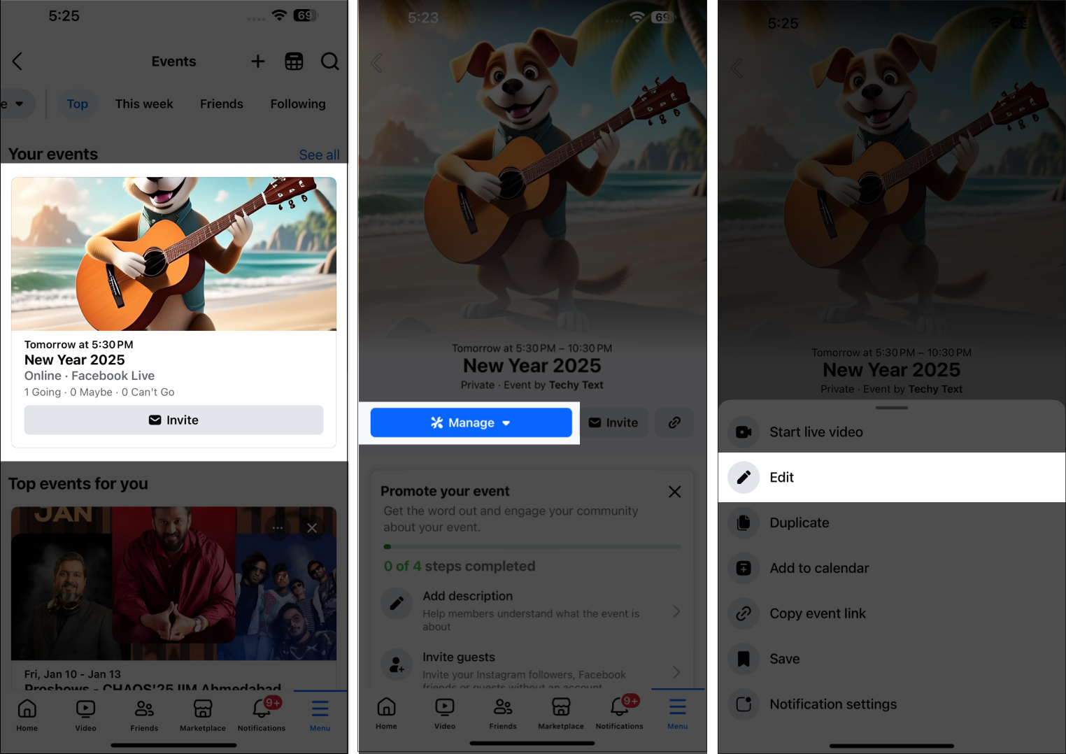 Meglévő Facebook -esemény szerkesztése az iPhone -on