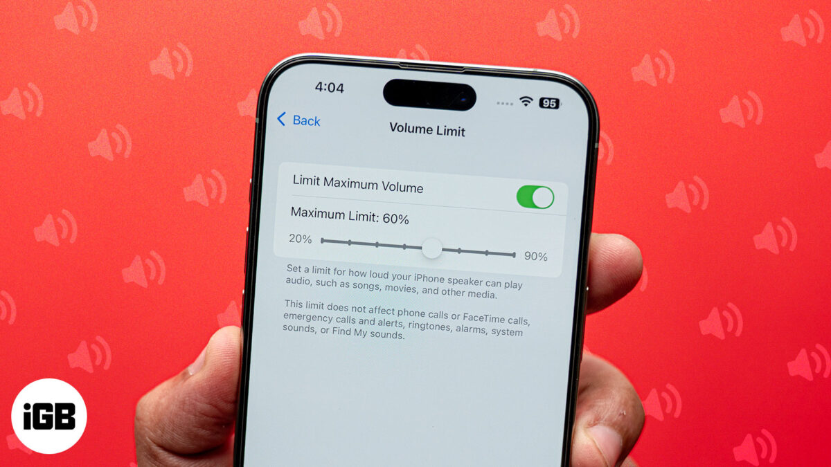 Limit maximum volume option enabled on an iphone