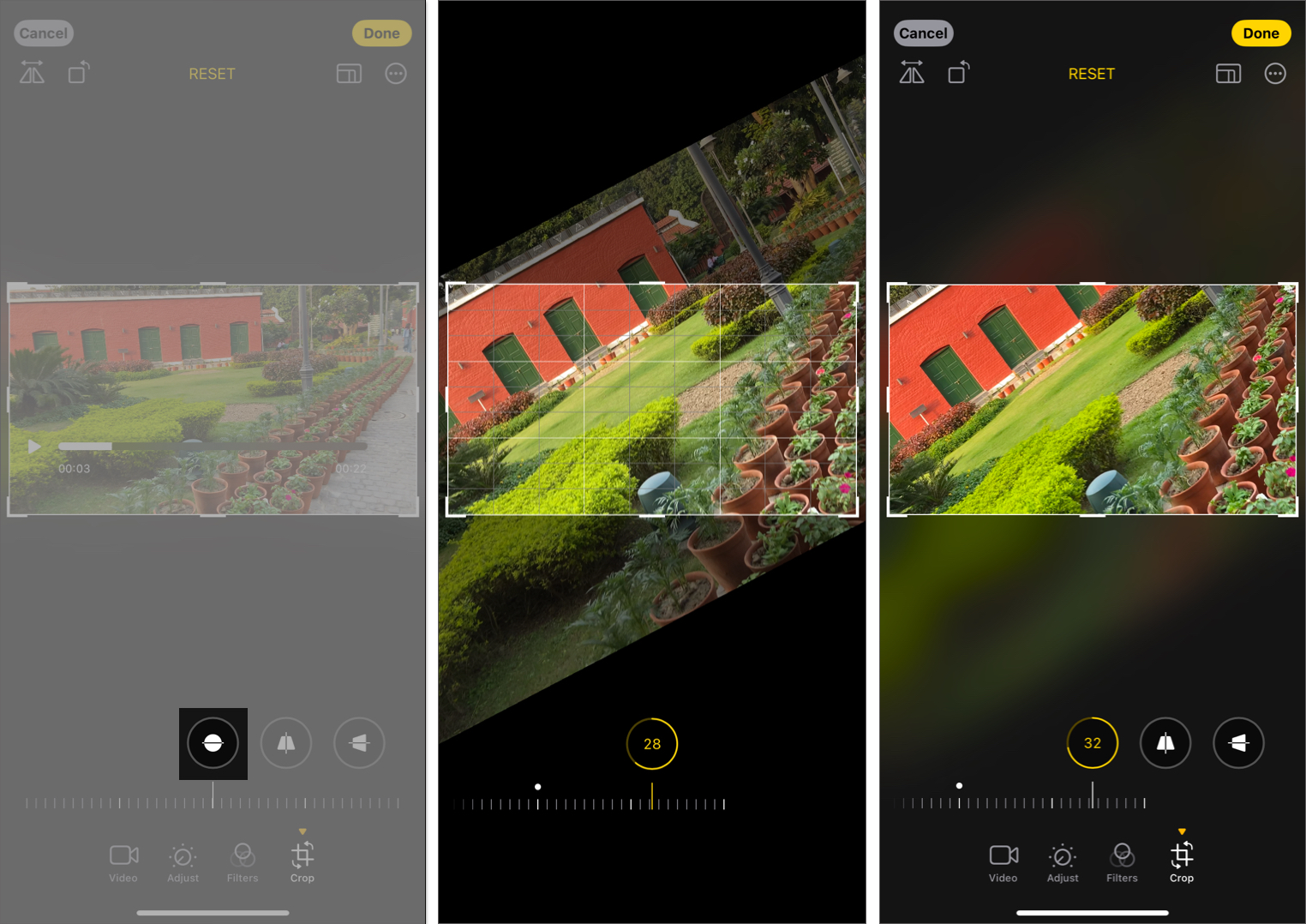 Rotating a video in multiples of 90 degrees on iPhone.