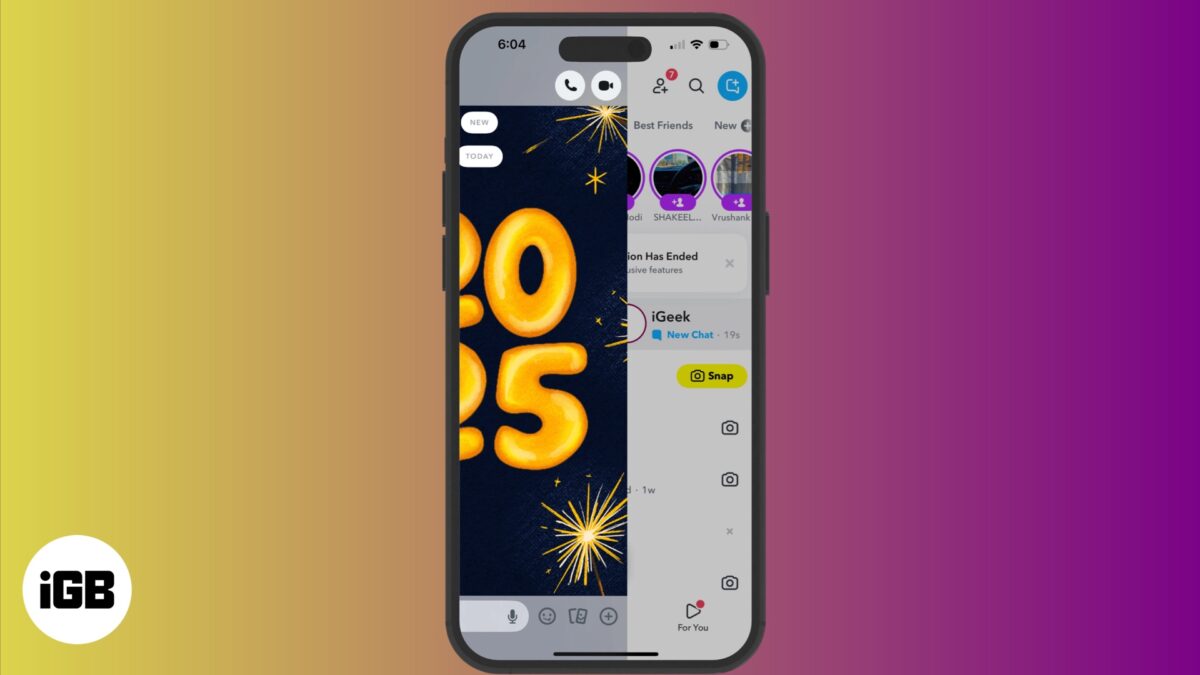 Half swipe in snapchat app