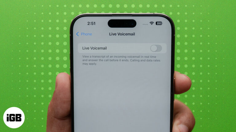 Live Voicemail option toggled off on an iPhone.