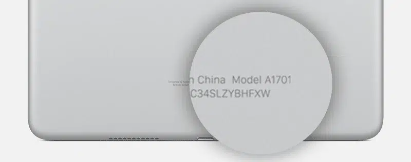 identify iPad model number