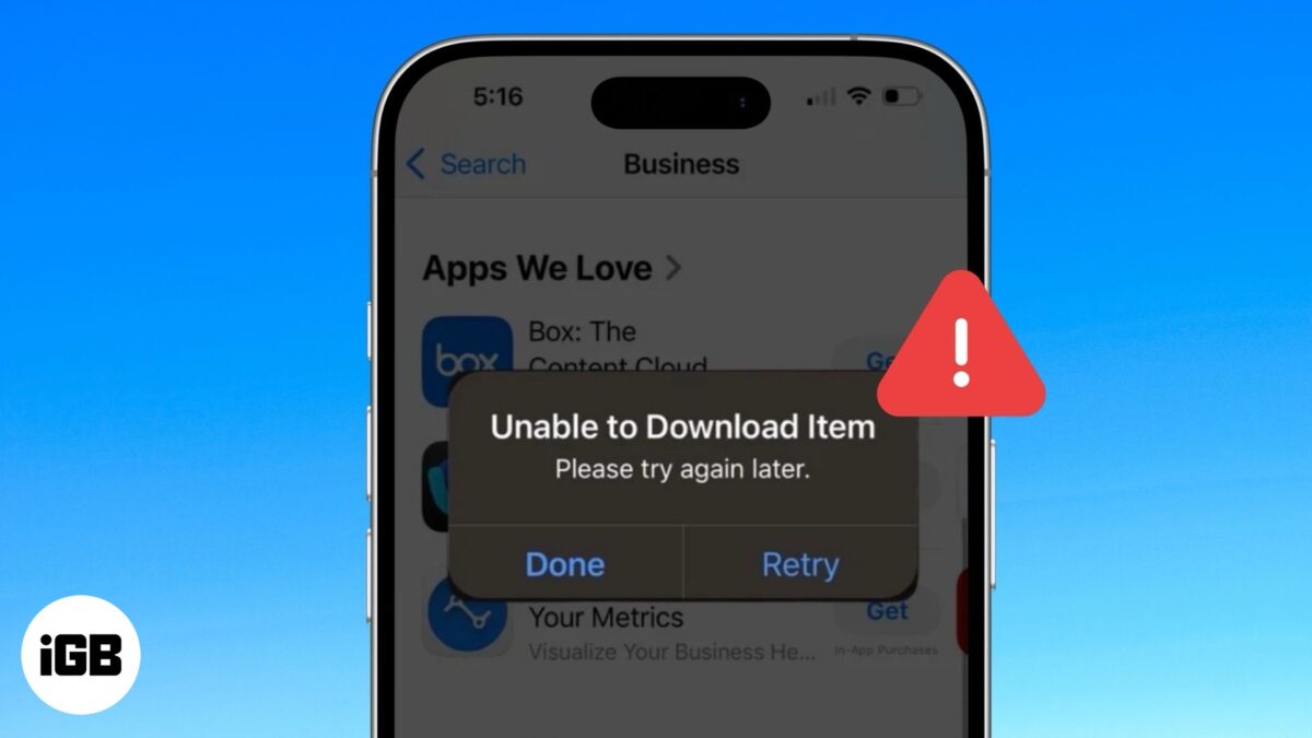 unable to download app error on an iphone