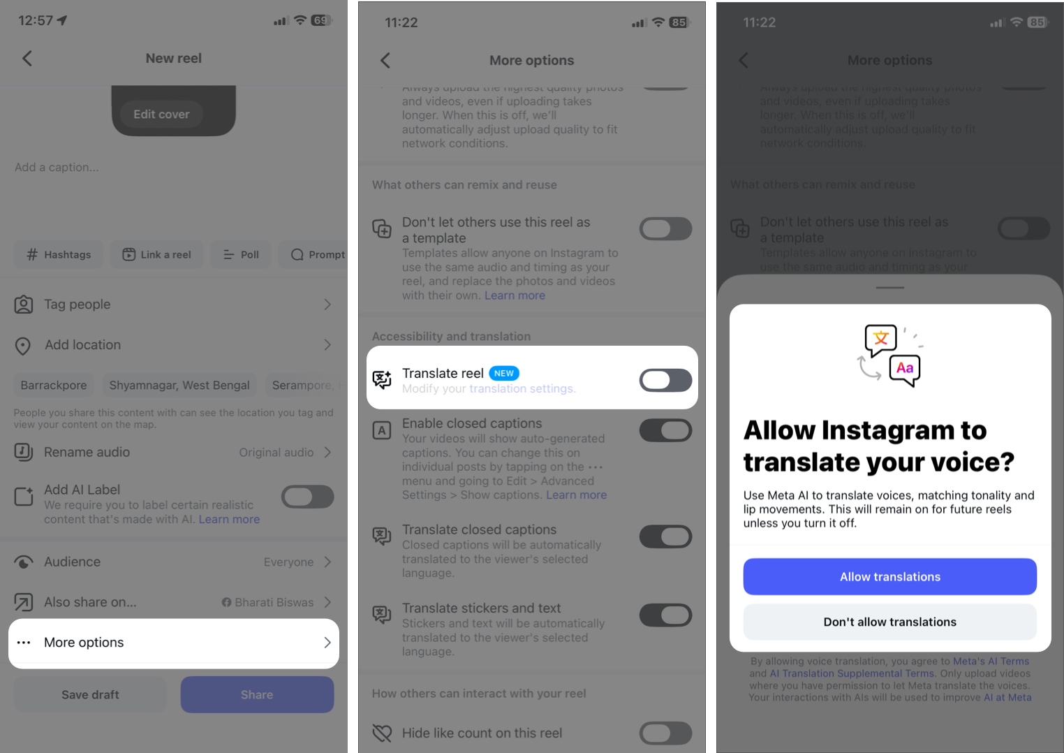Mastering Instagram on iPhone: A Comprehensive Guide Navigating to Advanced Settings Before Posting an Instagram Reel.