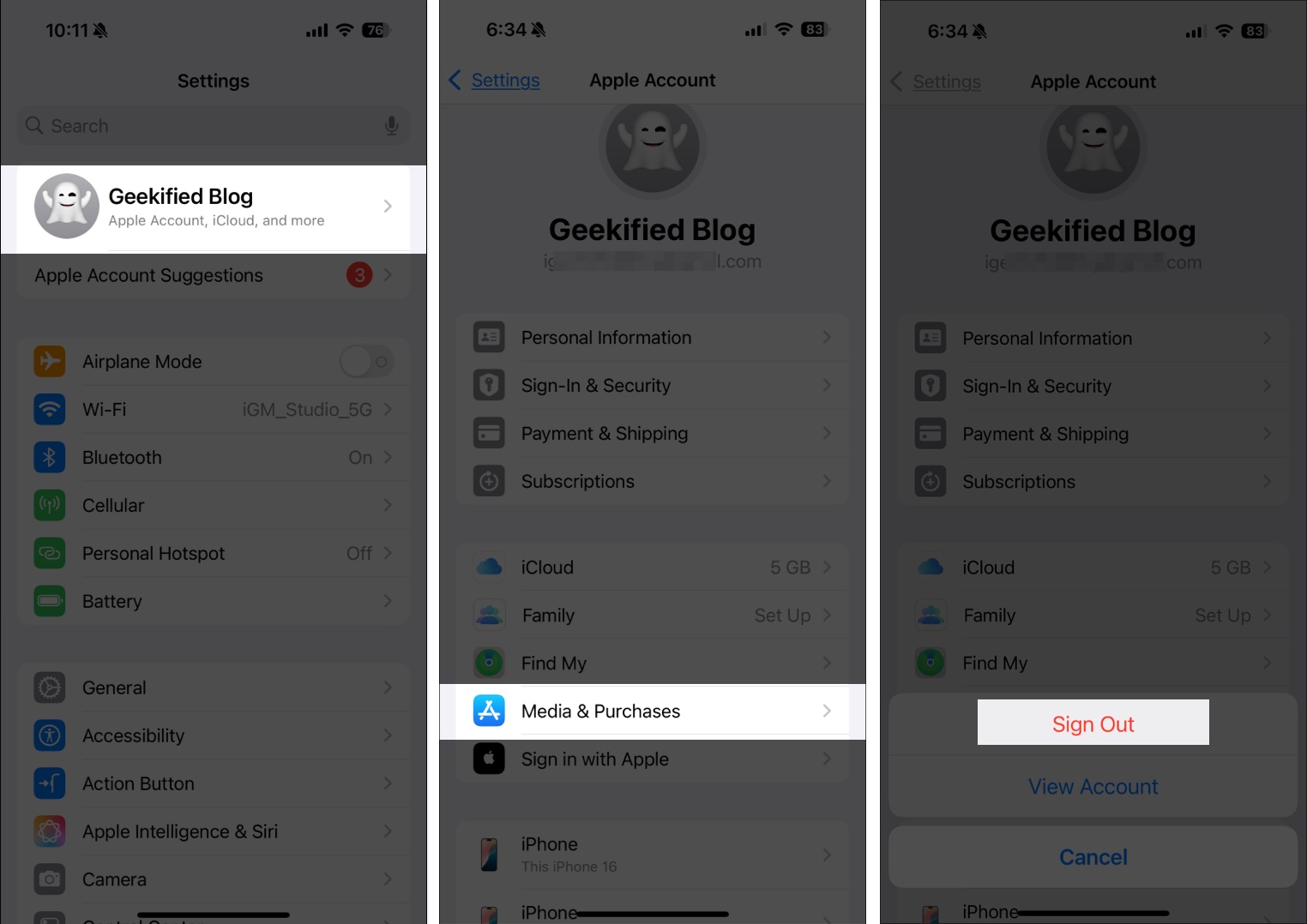 Kirjaudu sisään Apple -tilistä iOS -asetussovelluksessa