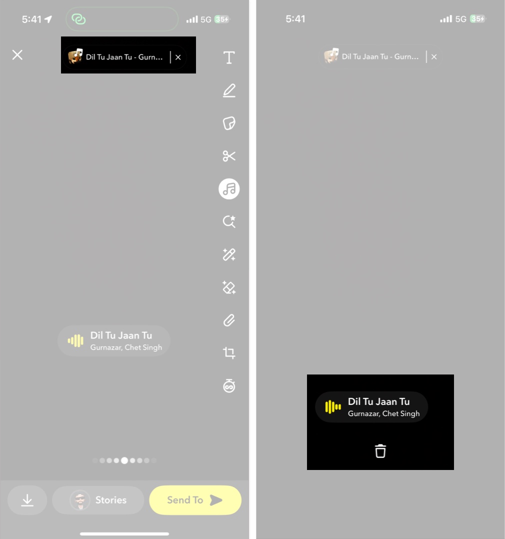 Fjern musikk fra en Snapchat -historie