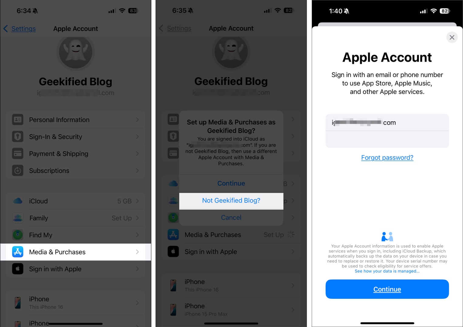 Kirjaudu sisään Apple -tilille iPhone -asetussovelluksessa