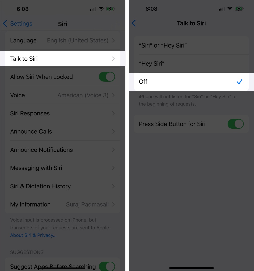 Completely turn Siri off on iPhone and iPad.