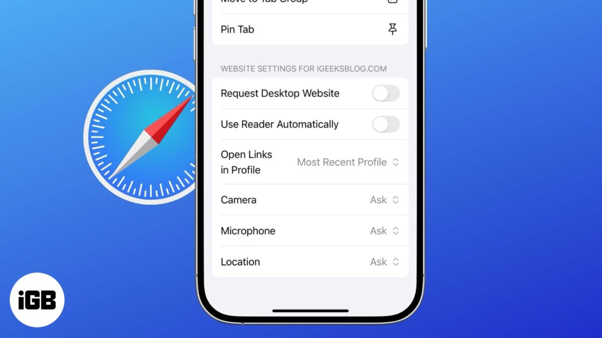 Customize website settings in safari on iphone