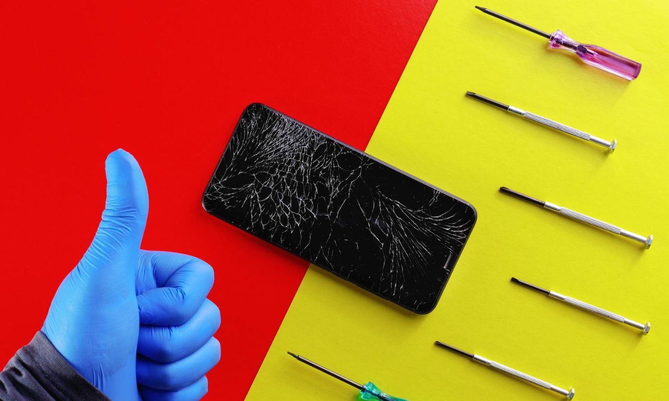 Phone with the broken screen