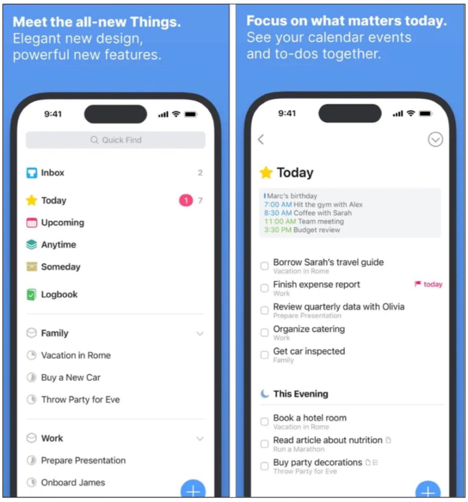 Things 3 reminder app for iPhone
