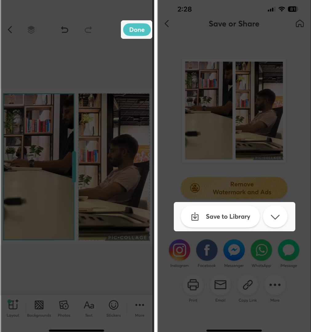 create and save image in to library