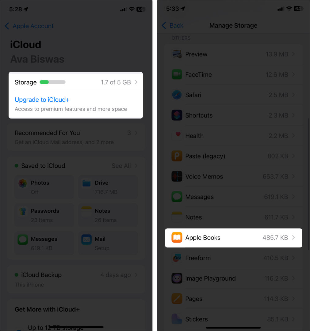 IPhone-da iCloud Parametrlərindən tətbiq proqramları