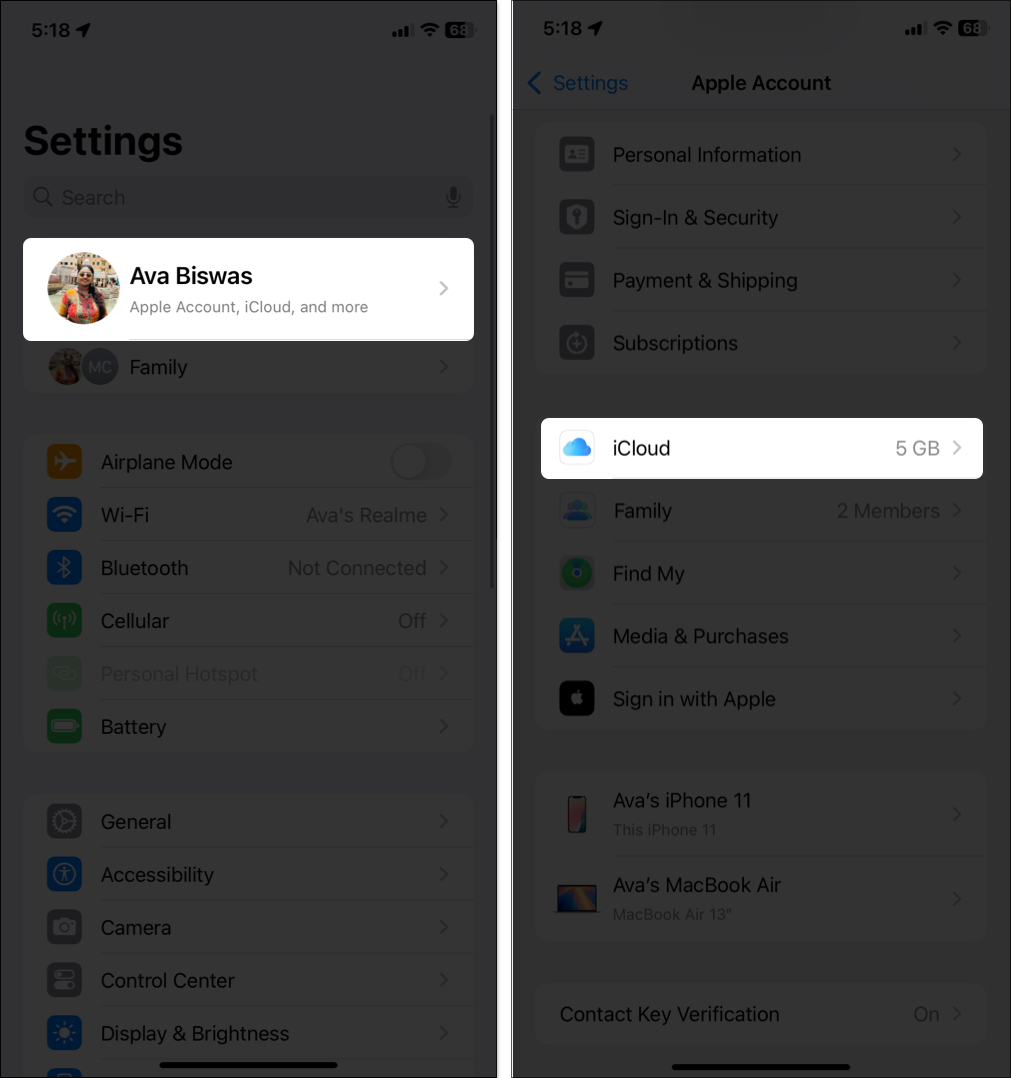 IPhone-da iCloud parametrlərinə daxil olmaq