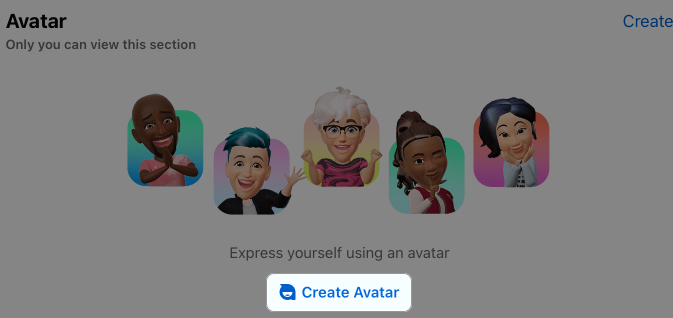 Luo avatar -painike Facebook -verkkosivustolla