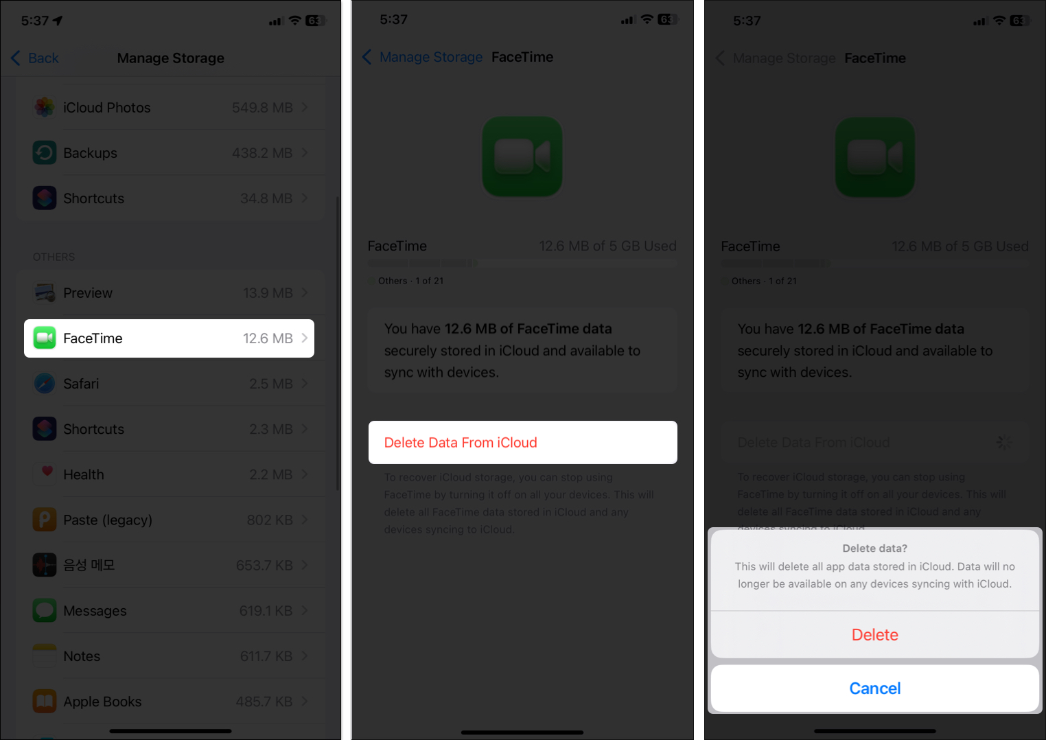 IPhone-da iCloud-dan FaceTime məlumatlarını silin