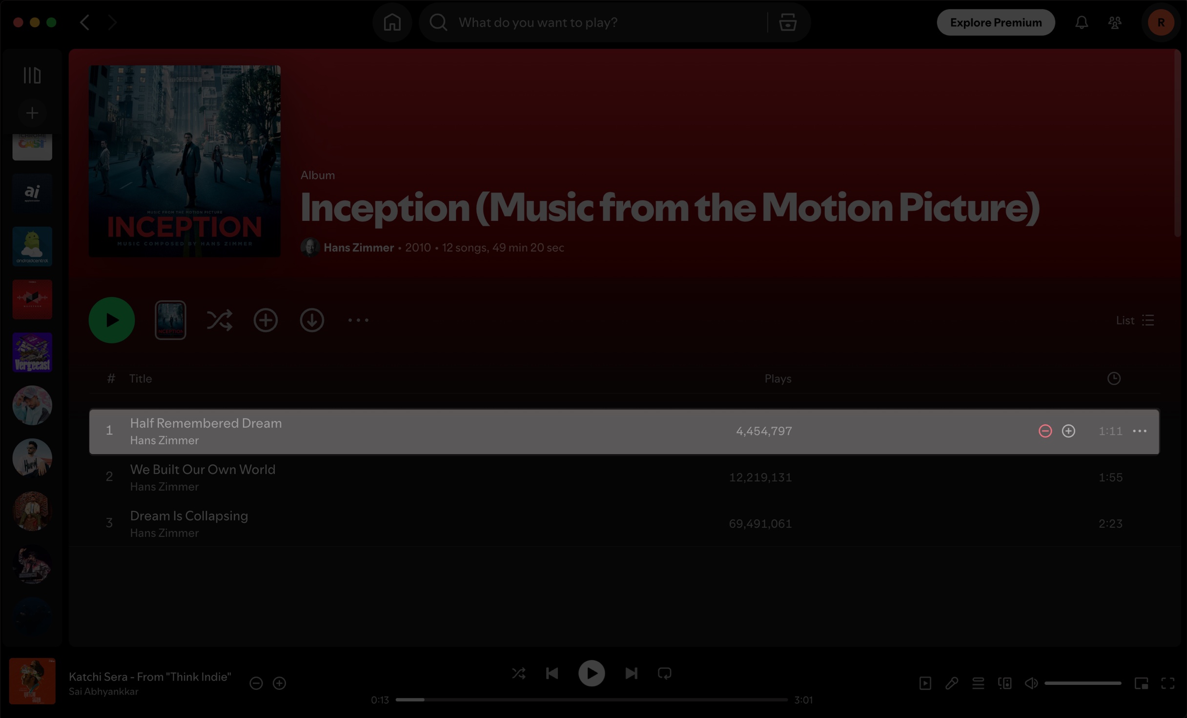 Finding the hidden song to unhide in a Spotify playlist on a Mac.
