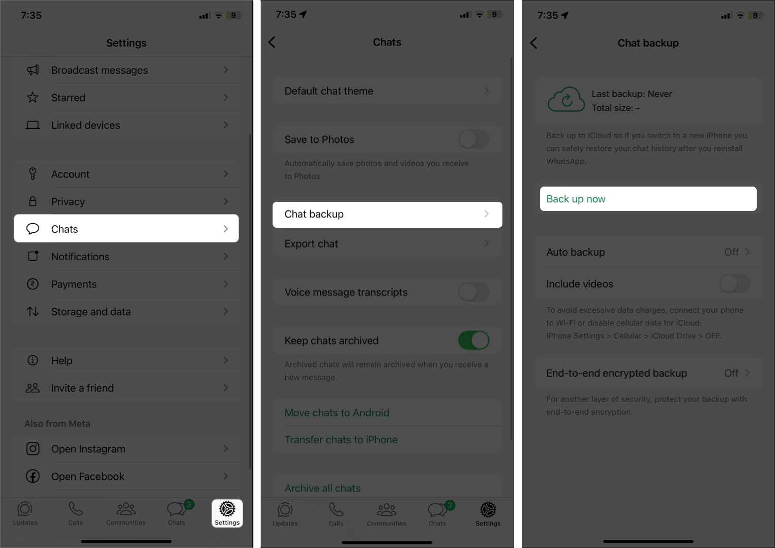 Process of backup your WhatsApp chat