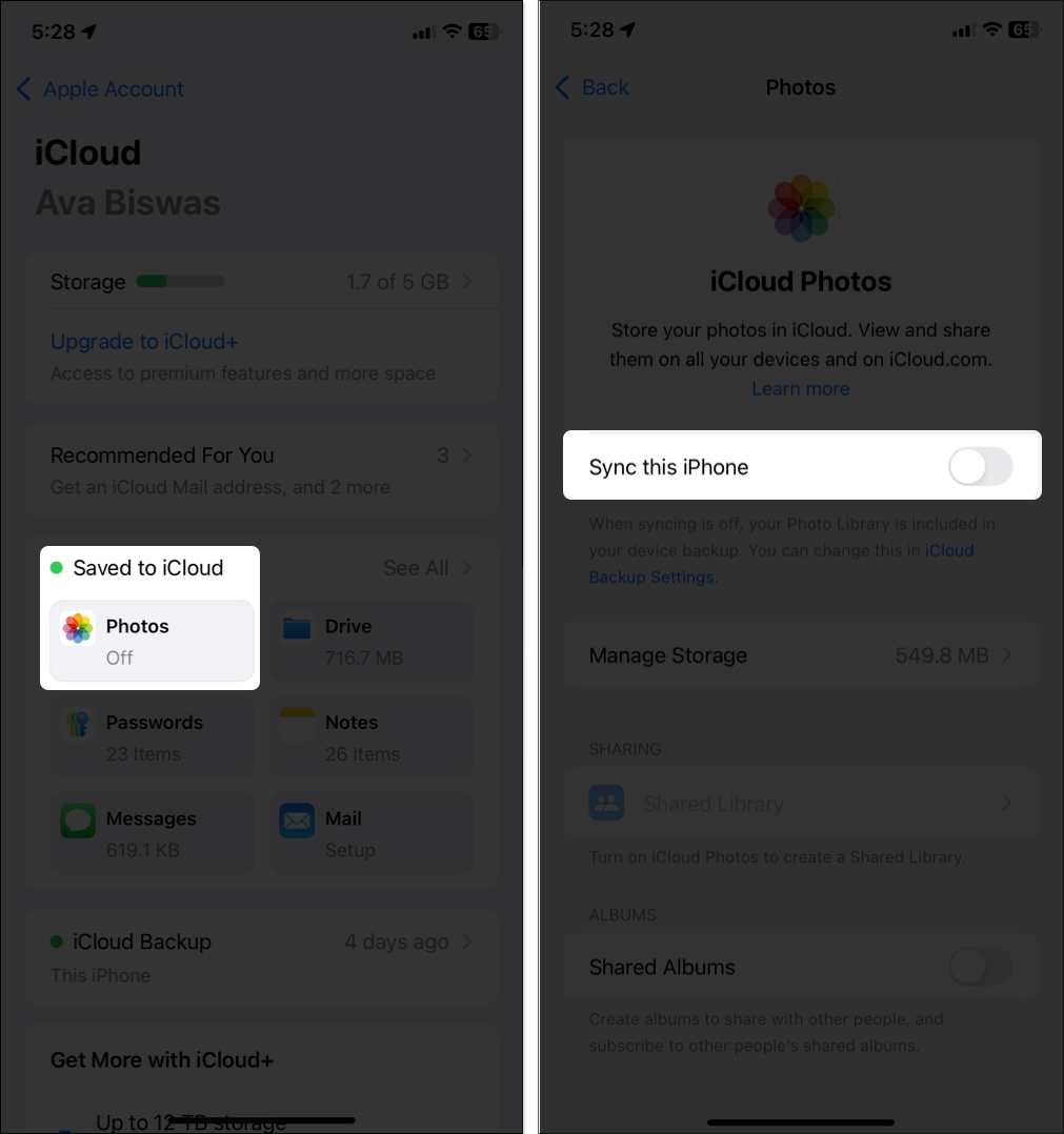 İCloud Parametrlərindən bu iPhone seçimini sinxronlaşdırın
