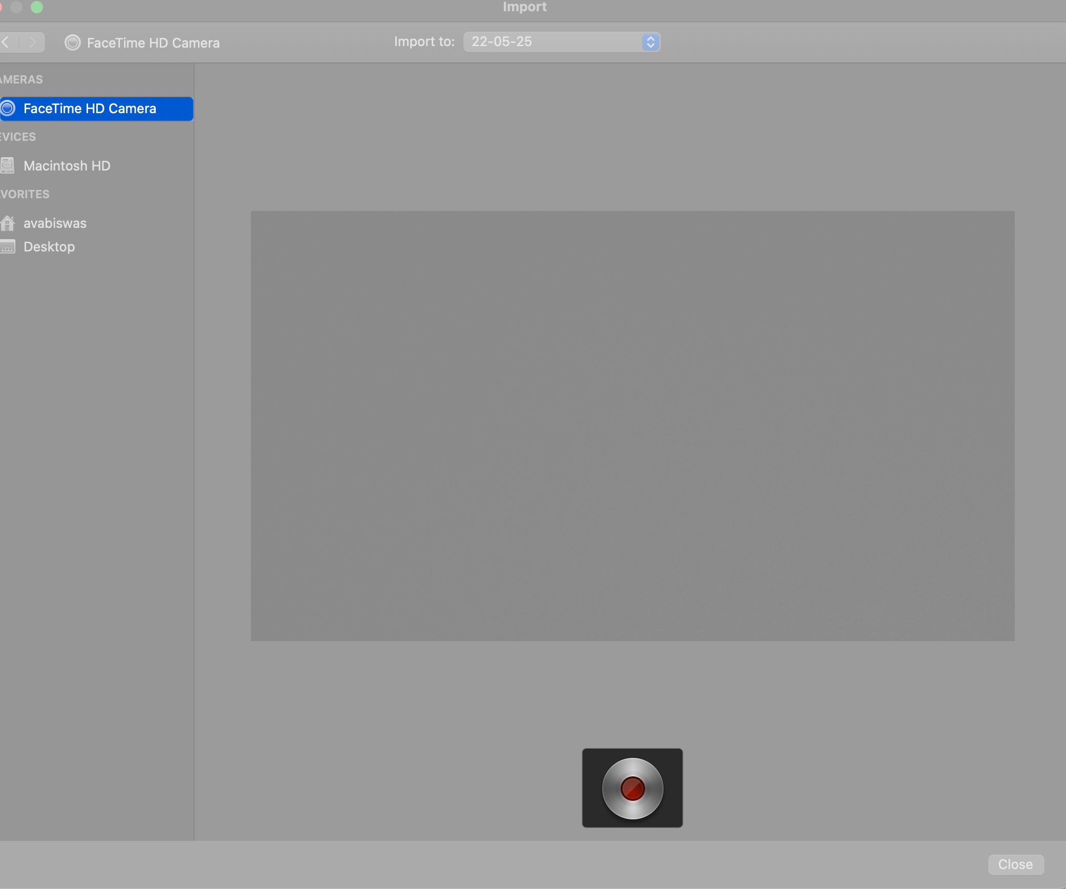 Access FaceTime hd camera in iMove and press record button in Mac