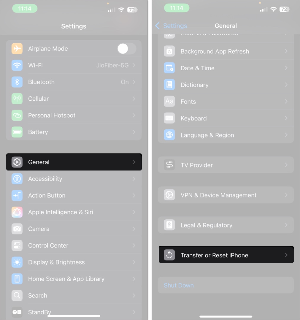 How to Reset Your iPhone’s Home Screen Layout – iGeeksBlog Accessing the Transfer or Reset iPhone option under General settings on an iPhone.