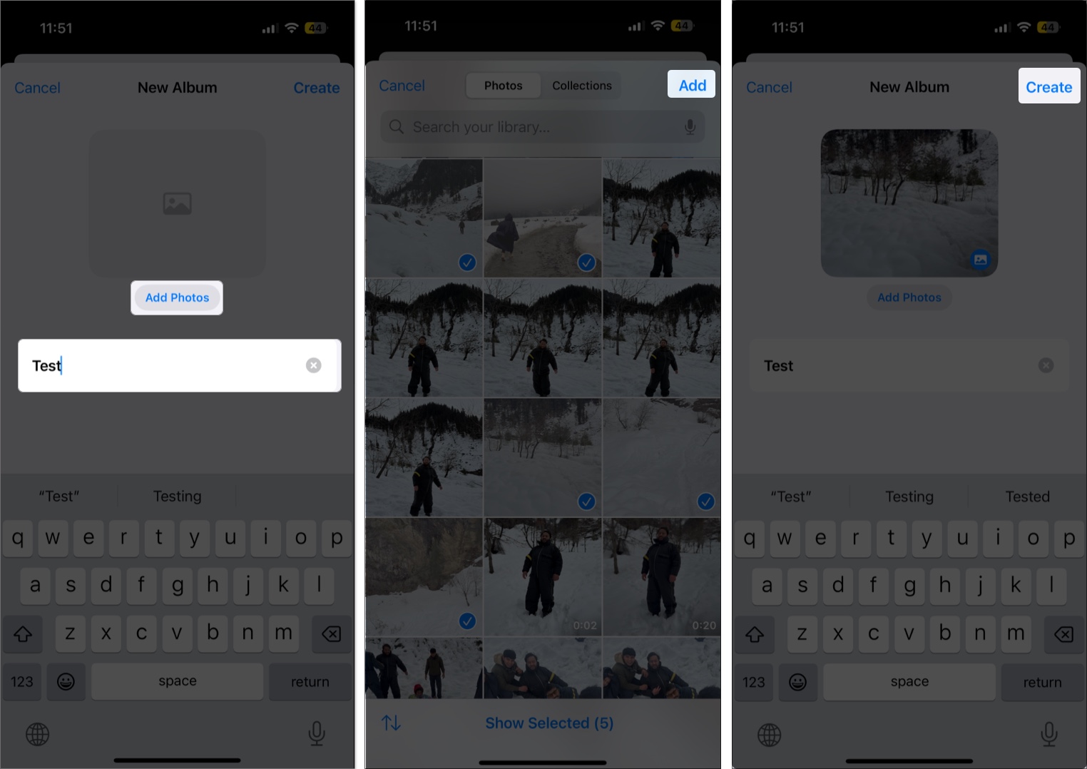 Add photos to create photo memory manually on Photos App iPhone
