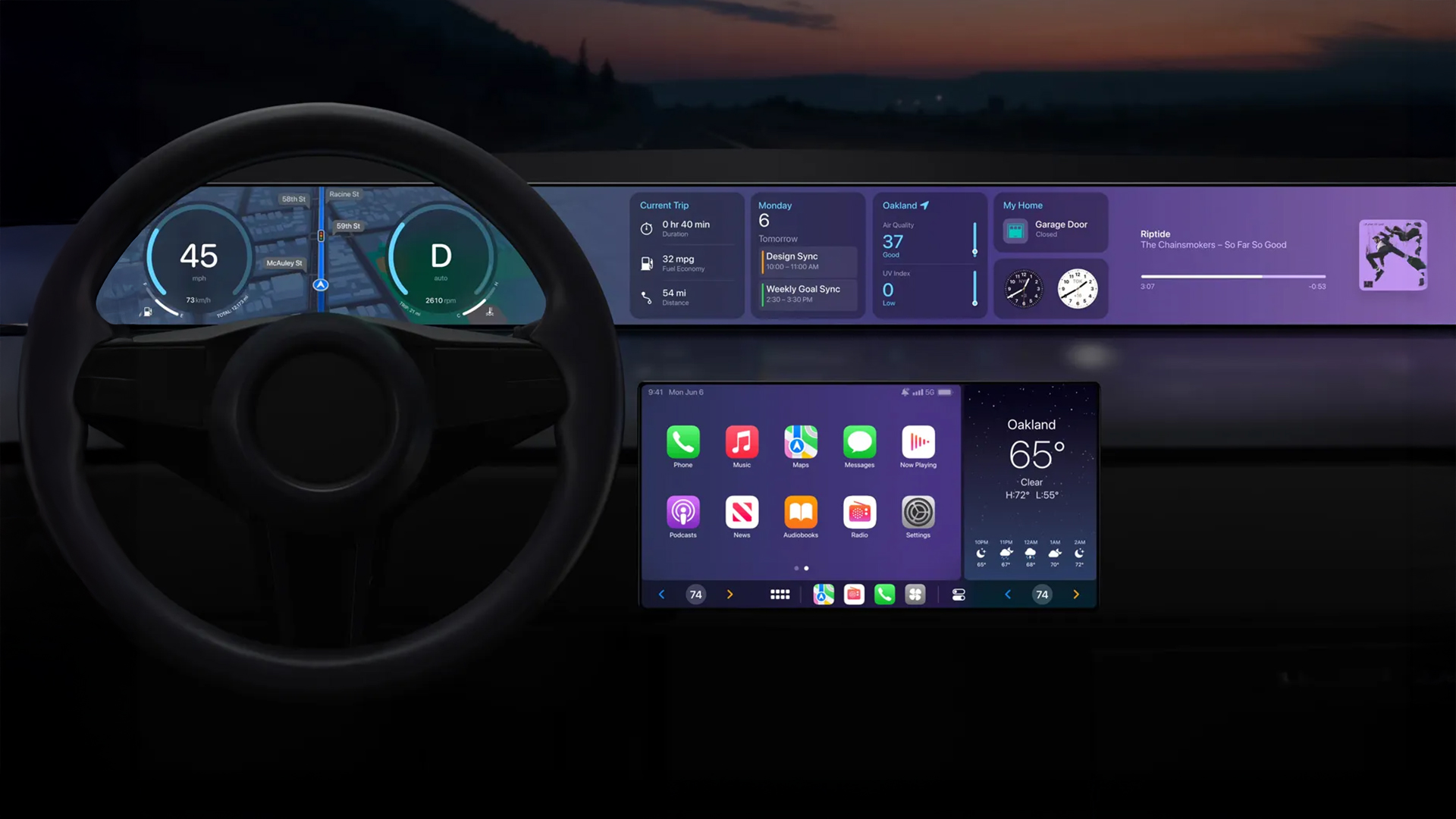 Apple carplay ultra display showing the vehicle controls