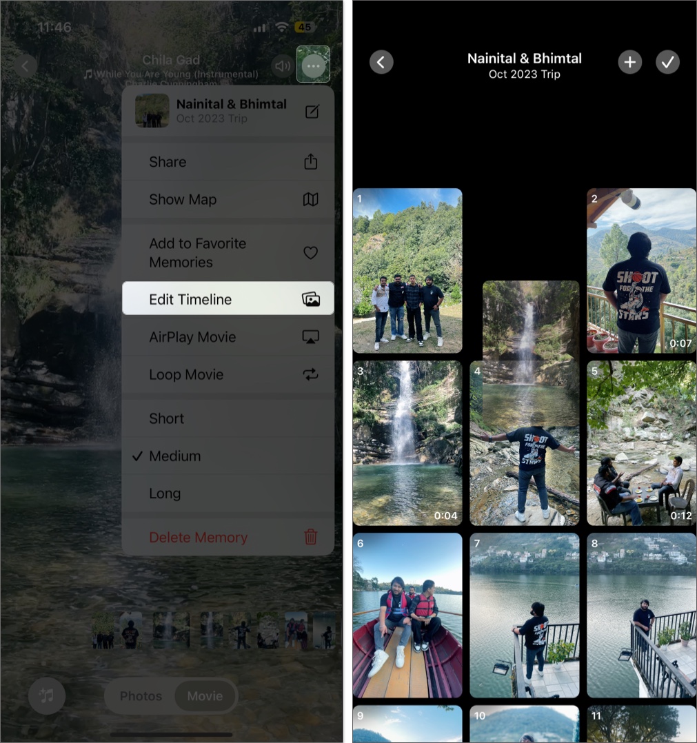 Change order in photo memory on Photos App iPhone