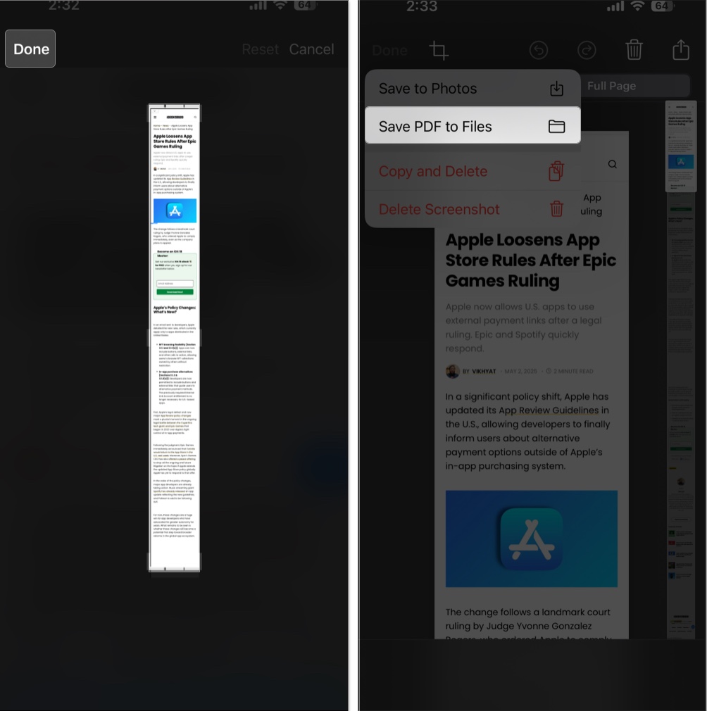 How to Save Any Webpage as a PDF on iPhone and iPad β iGeeksBlog Click save to PDF option in drop down menu