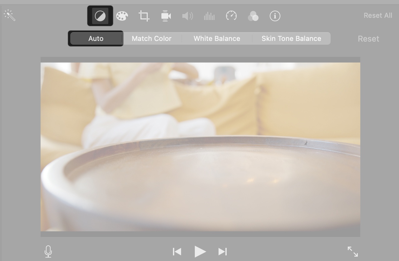 Color balance tool in iMovie on Mac
