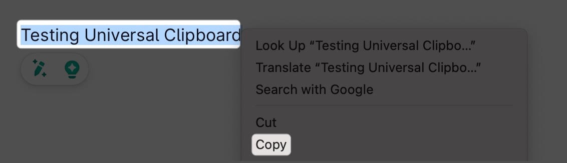 Copy text from mac using clipboard