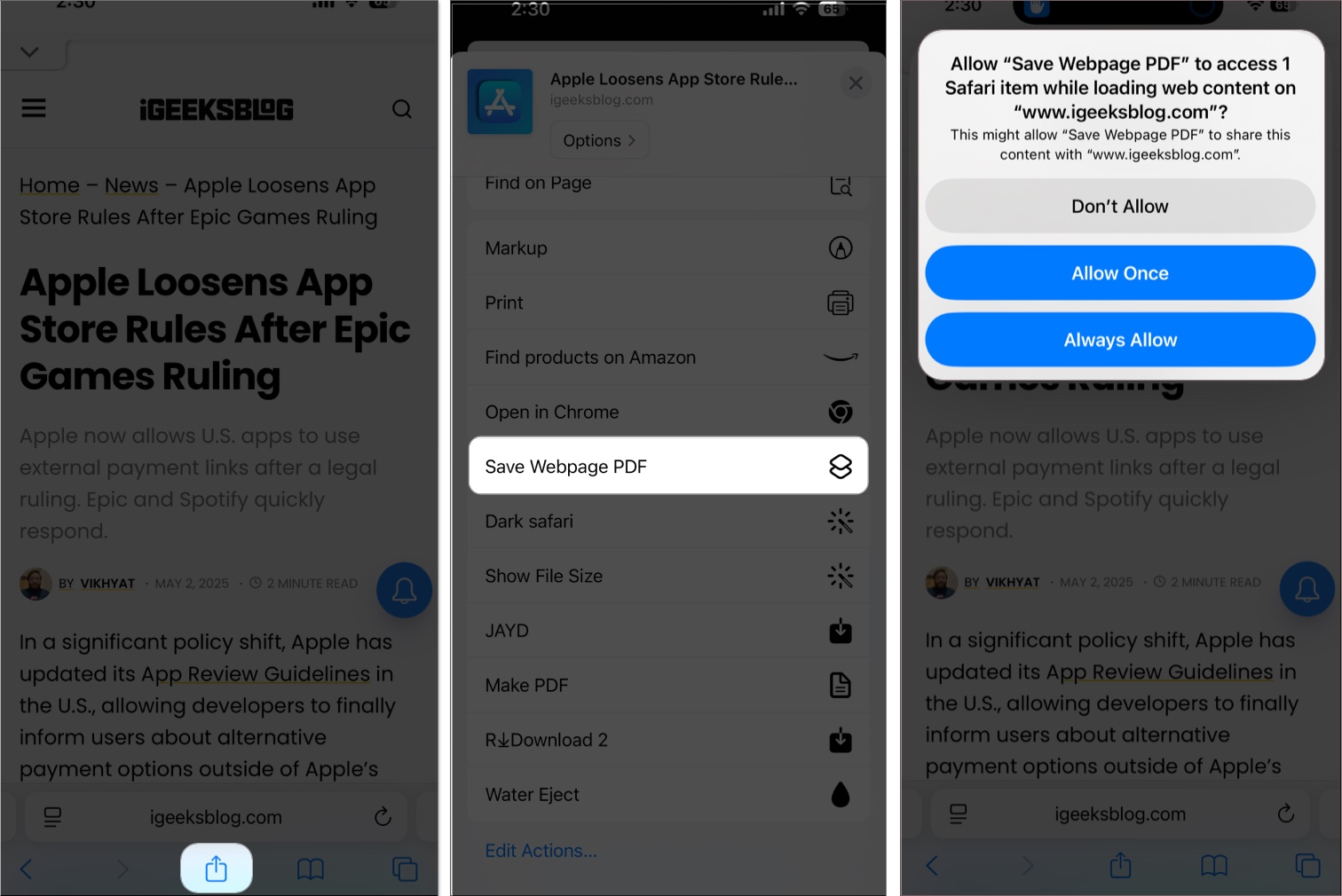 How to Save Any Webpage as a PDF on iPhone and iPad β iGeeksBlog Give necessary permission to save web page as pdf