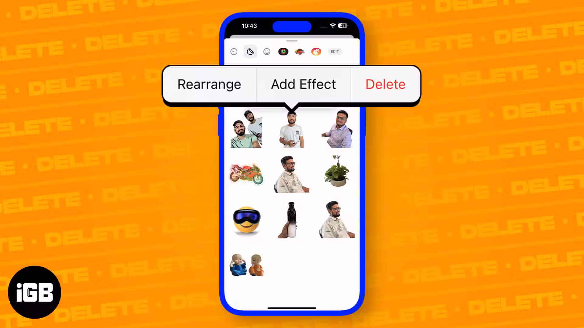 How to delete stickers on the iphone