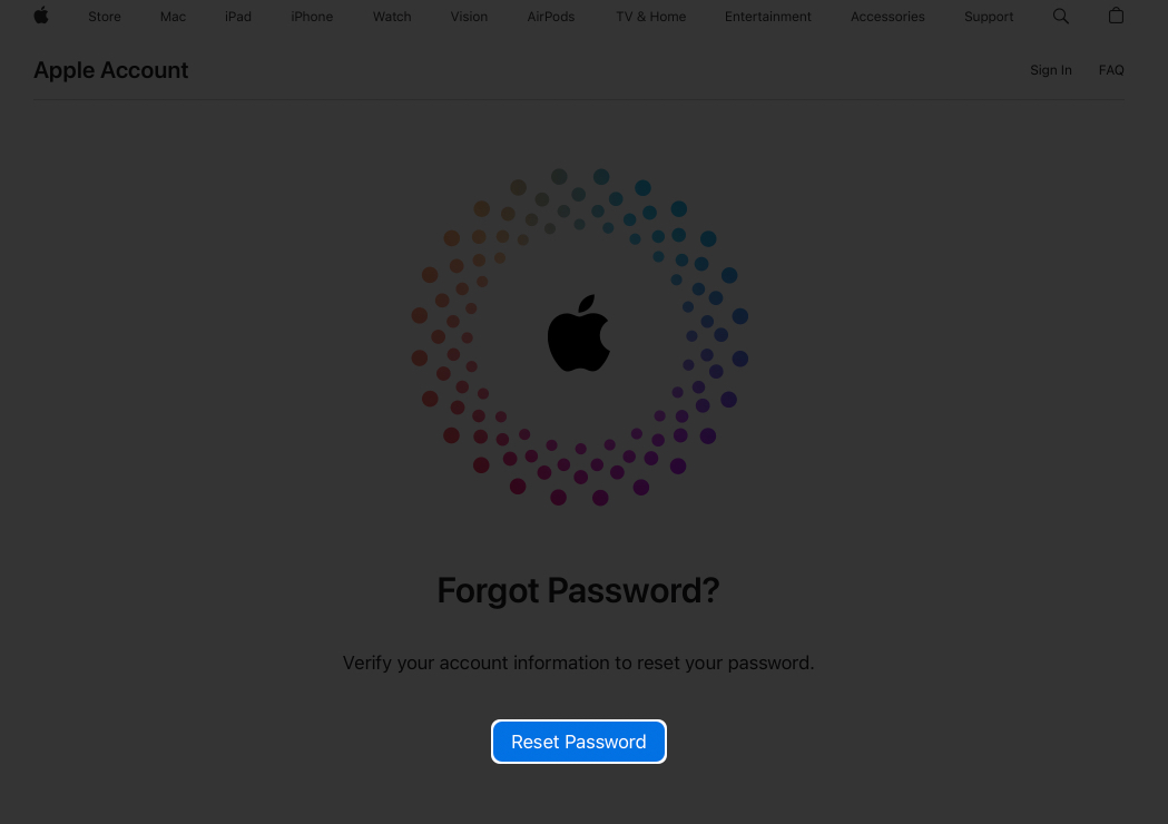 Open iforgot Apple website and click on reset password on Web