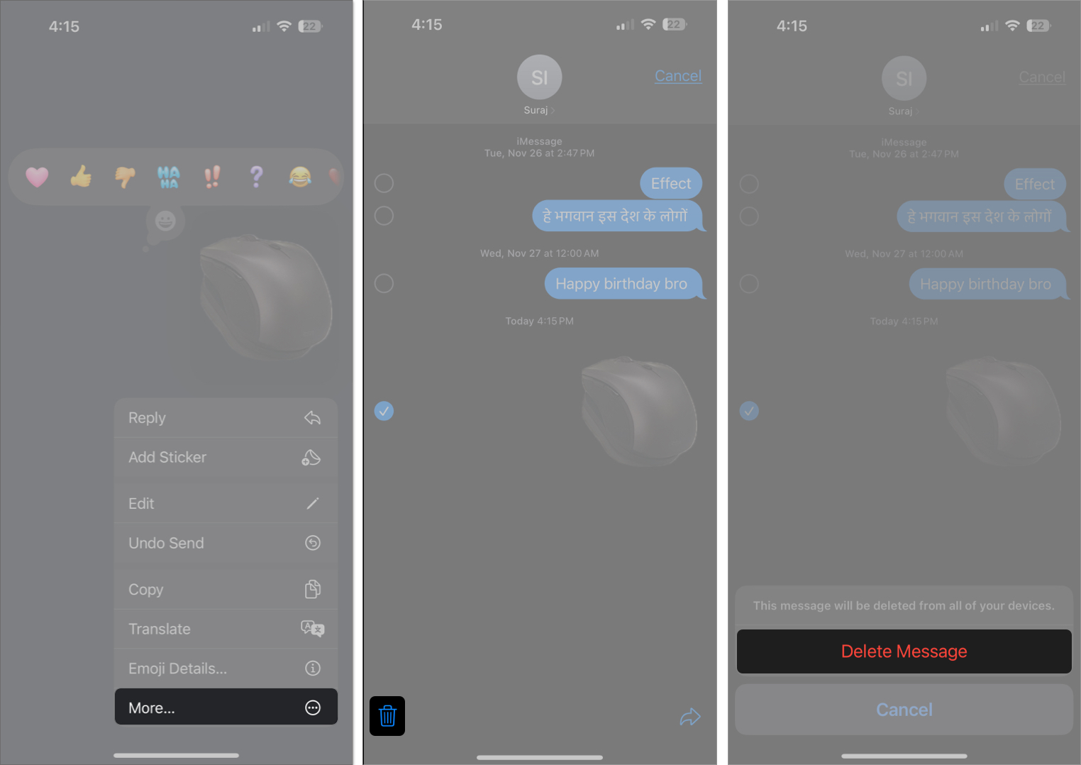 Remove stickers from message conversation on iPhone
