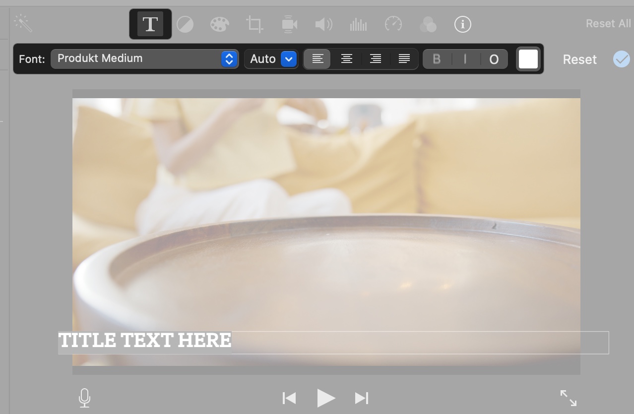 Style title in iMovie on mac