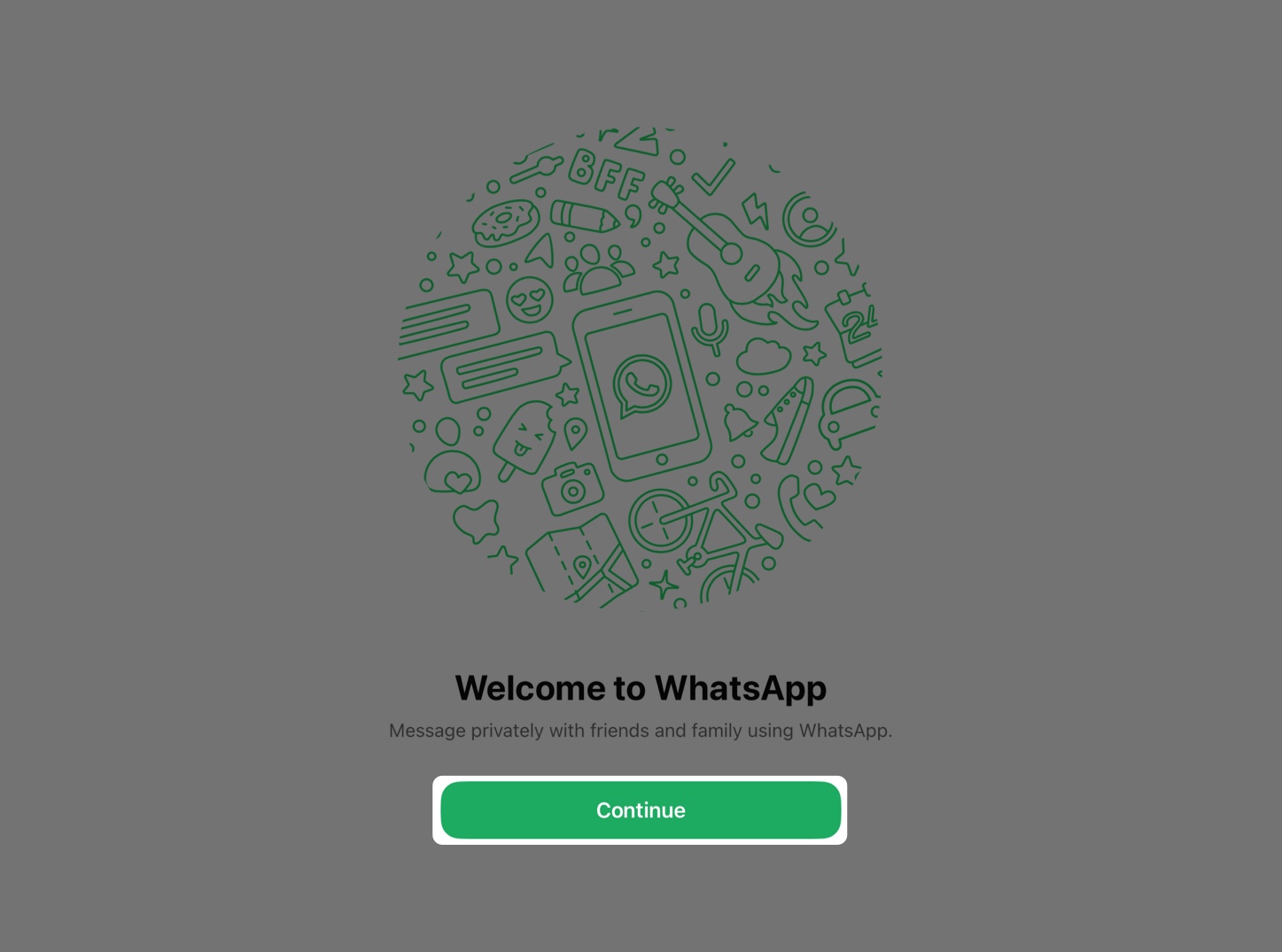 Tap continue to set up WhatsApp in iPad