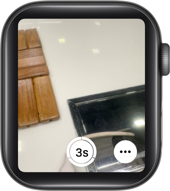 Timer control in the Camera Remote app on an Apple Watch.