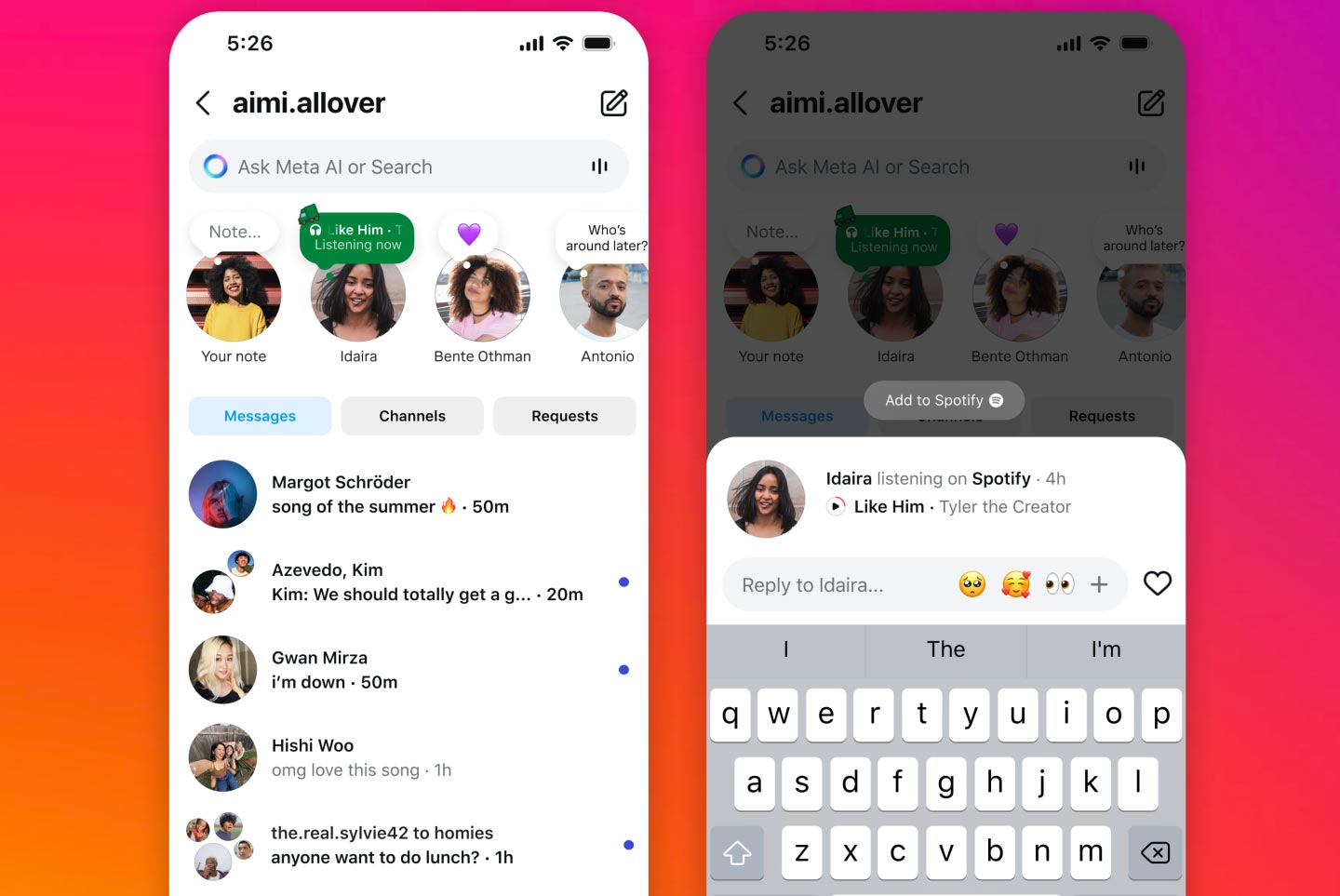 Instagram spotify sharing