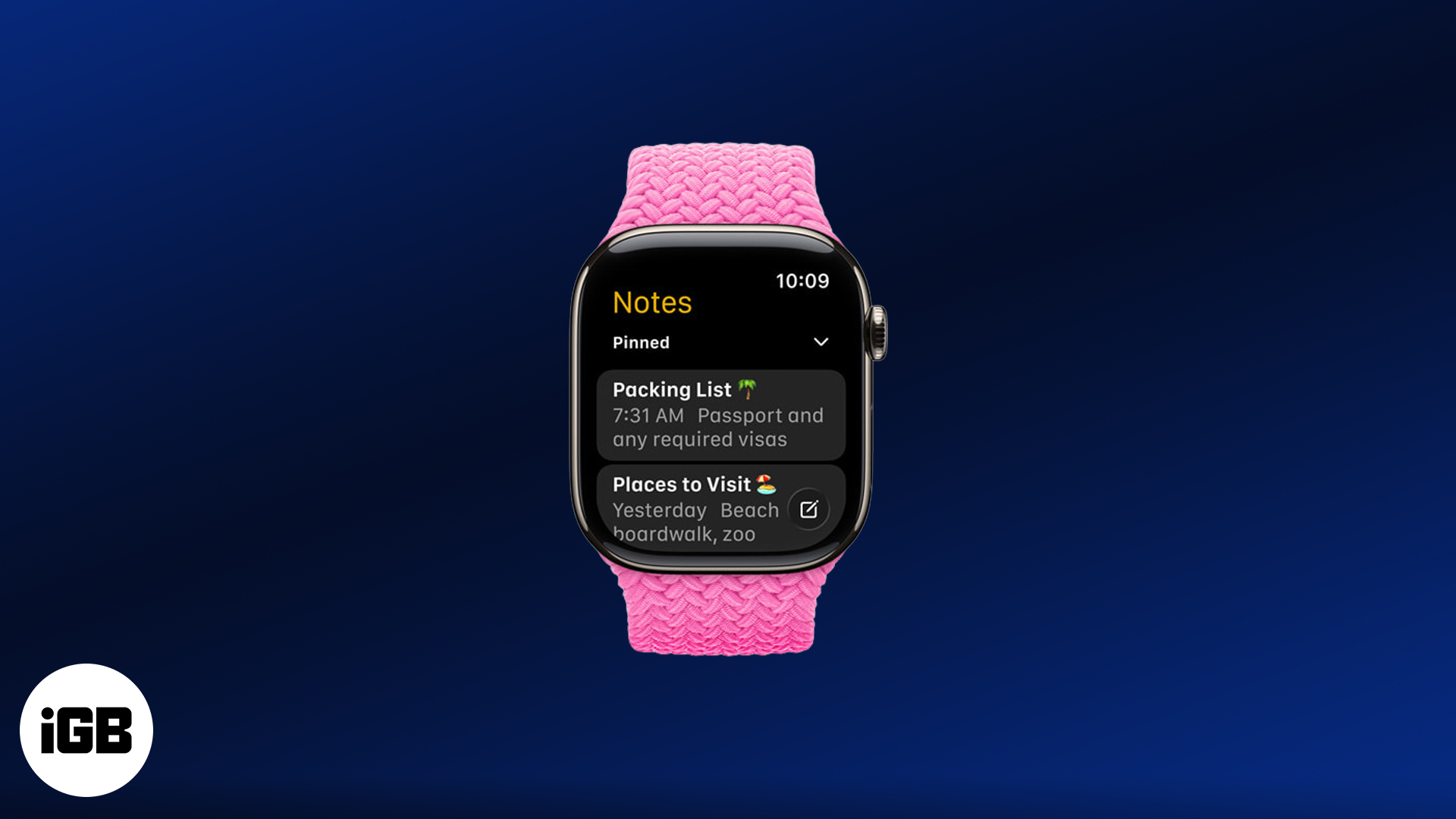 Notes app on apple watch