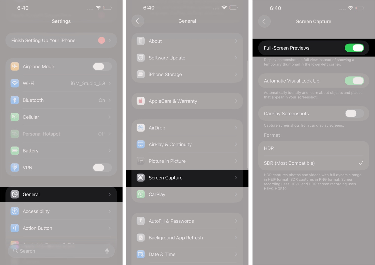 Turn Off Full-Screen Screenshot Previews in iOS 26.