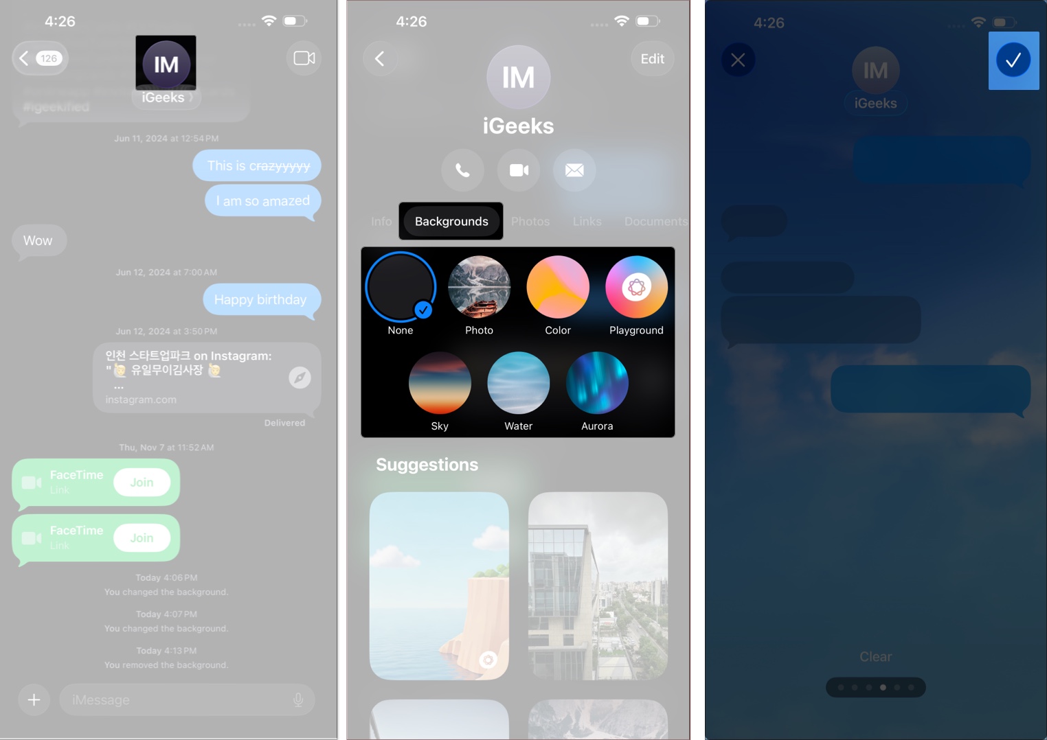 Change iMessage background on iPhone or iPad