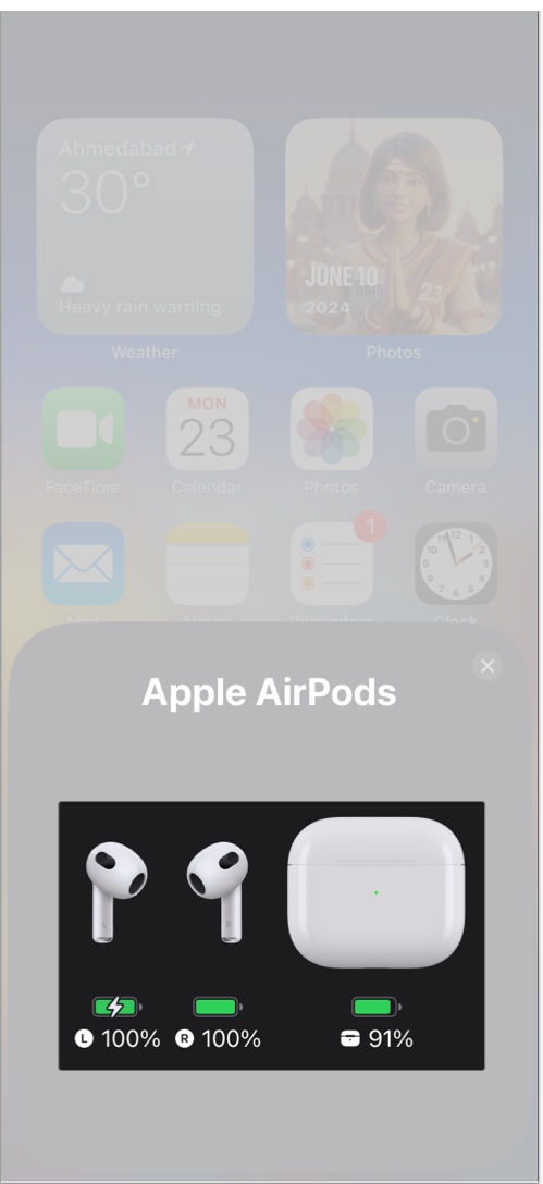 Check battery levels for each AirPod and the case of AirPod