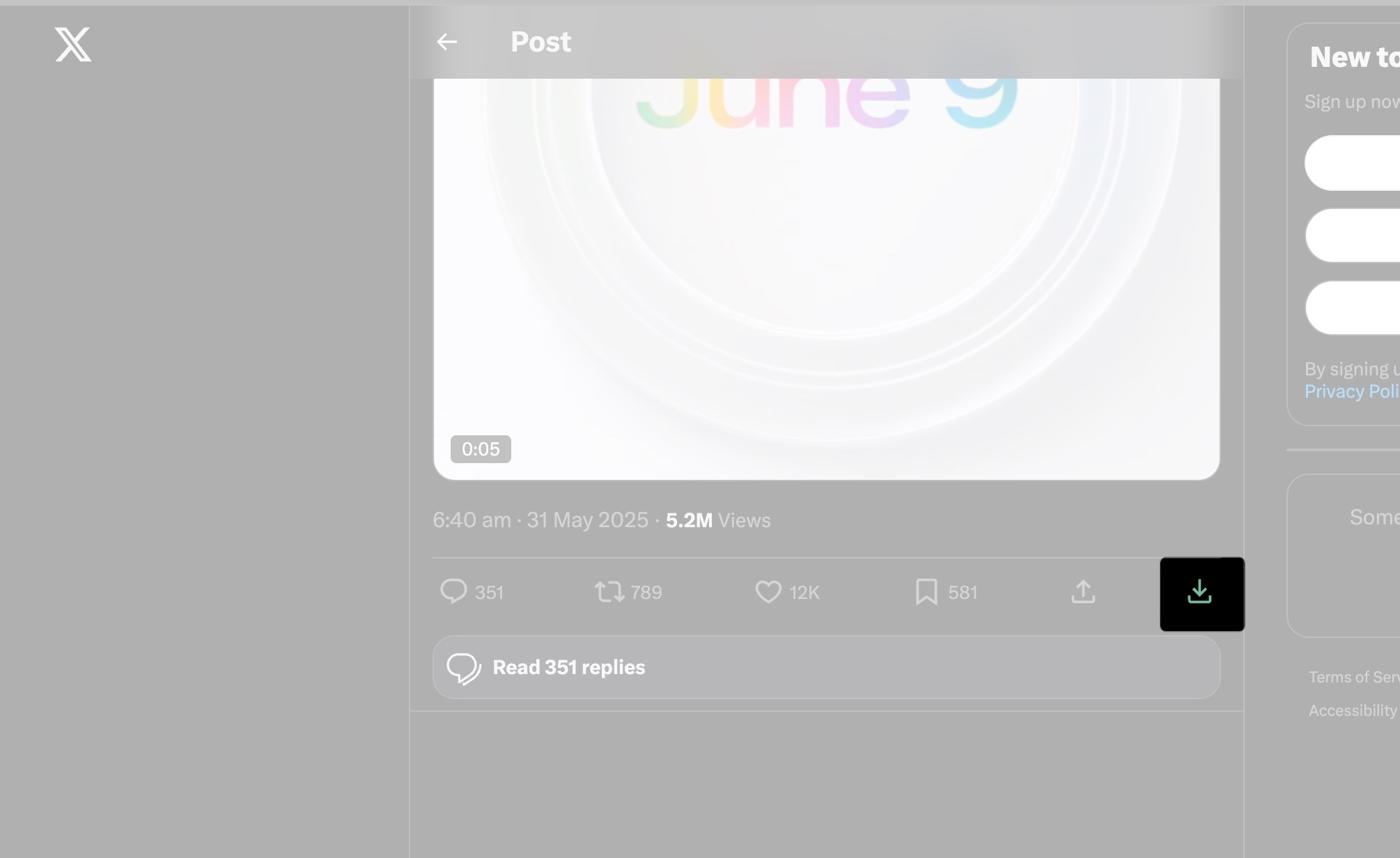 Click the Download icon on twitter video in Mac